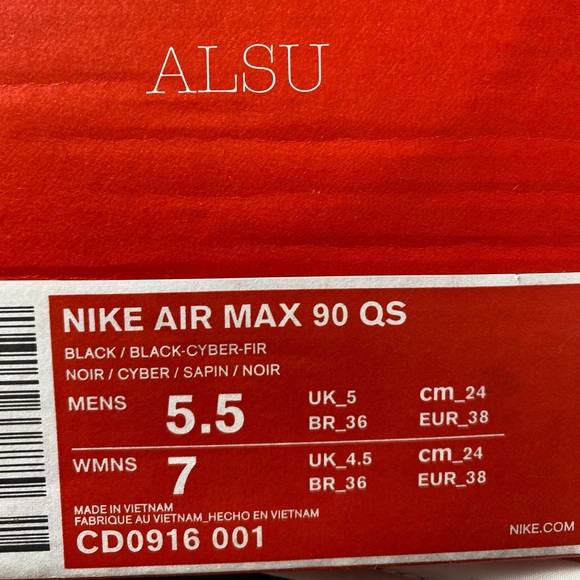 Nike Air Max 90 QS Black Green Leather W AUTHENTIC - Picture 8 of 8